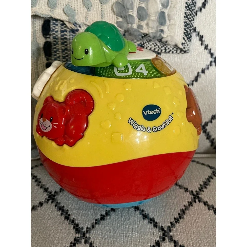 VTech Wiggle and Crawl Ball Yellow Red Interactive Musical Motorized Baby Toy